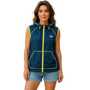 Hunter For Target Women's Navy Blue Hooded Windbreaker Vest - Size Large